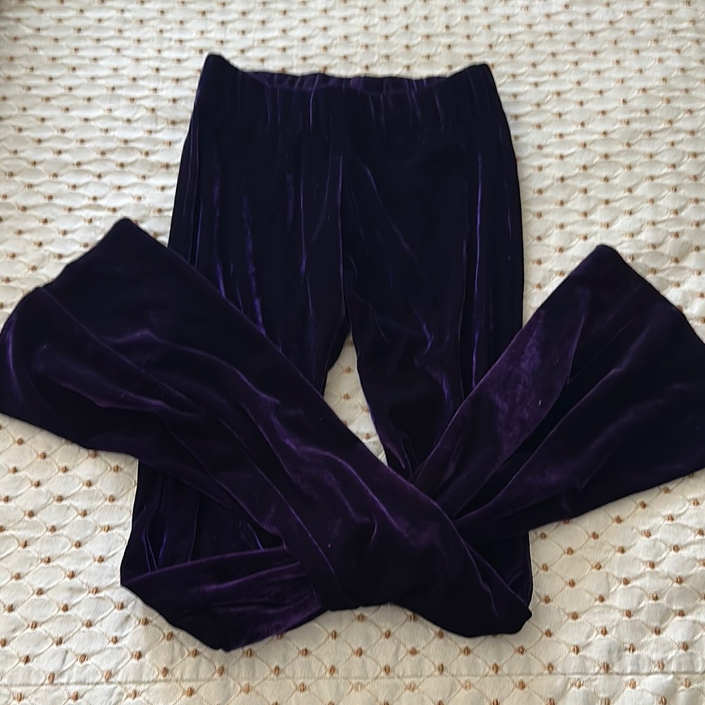 Jimi Henderix Janis Joplin Velvet Purple Bell Bottom Pants Extra Long